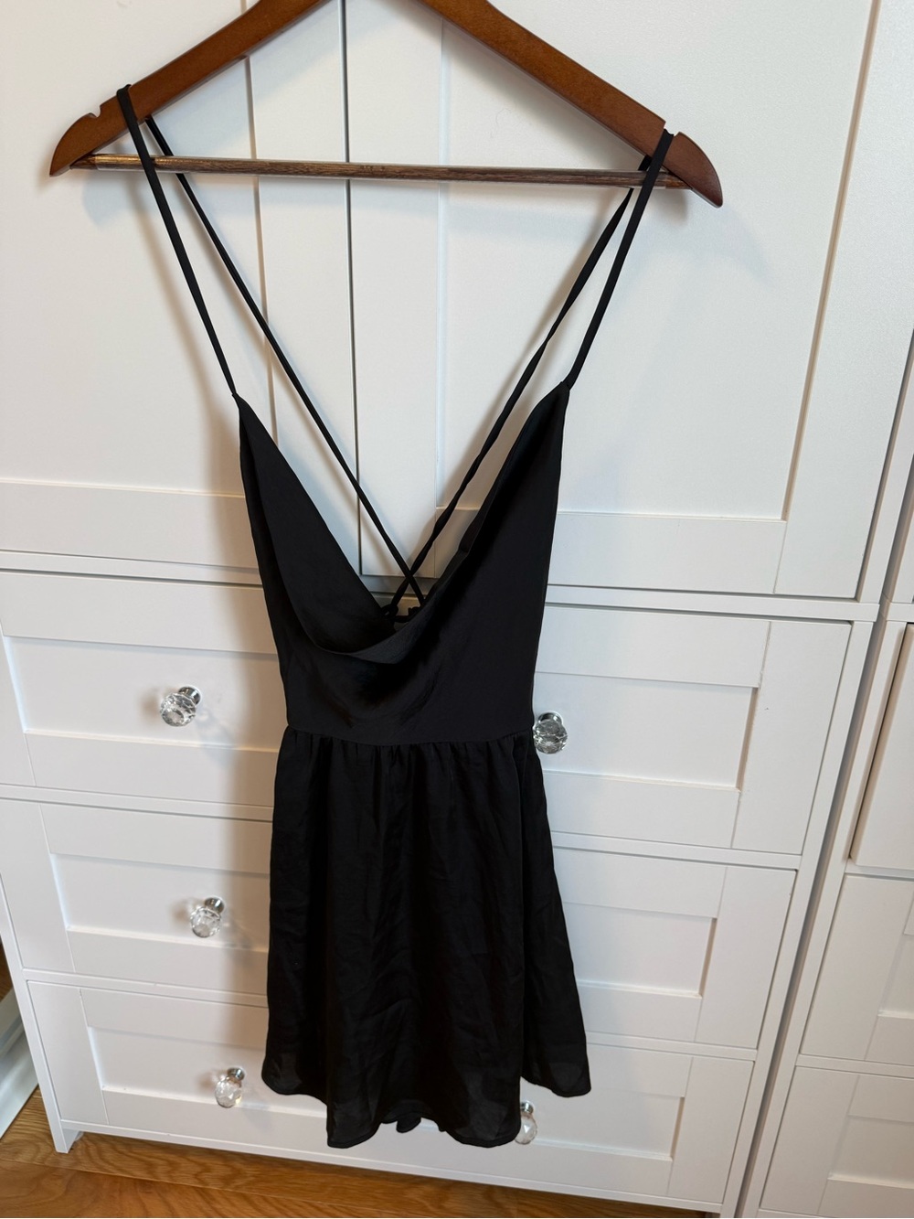 Free People Black Backless Cowl Dress with Crisscross Straps